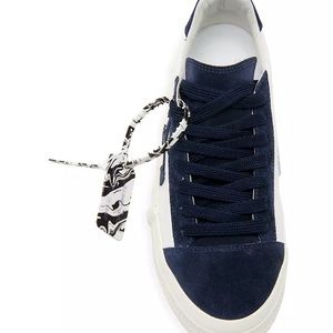 Off-White Canvas & Suede Low-Top Sneakers